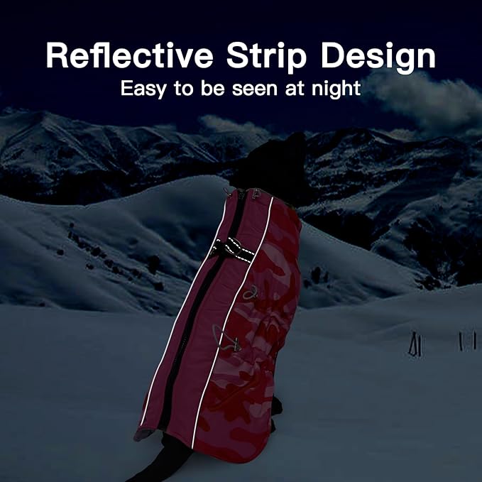 Dog Coat Winter Warm Dog Jackets for Large Dogs Reflective Snowsuit with Harness Fleece Dogs Snow Jacket Waterproof Pet Clothes for Cold Weather