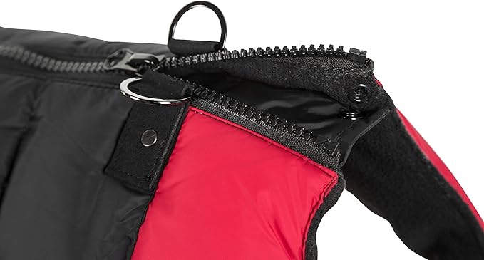 Gooby Padded Vest Dog Jacket - Red, Small - Warm Zip Up Vest Fleece Jacket with Dual D Ring Leash Water Resistant for Small to Medium Dogs