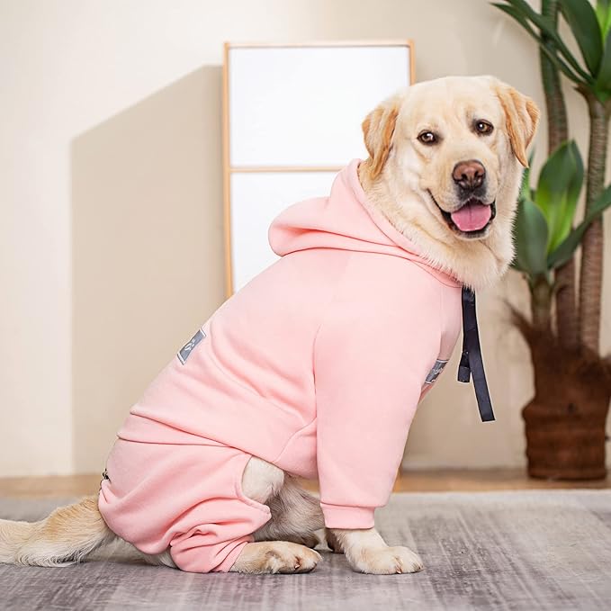 Dog Hoodies Winter Coat for Large Medium Dogs, Pullover 9 Legs Warm Coat Hooded Sweatshirt, Fleece Hoodie for Cold Weather (Pink, 3X-Large)