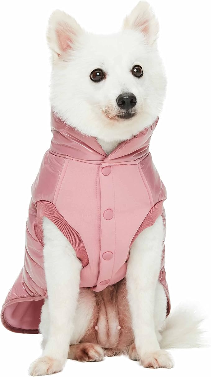 Blueberry Pet Cozy Mauve Pink Puffer Jacket – Windproof Quilted Winter Coat for Small Dogs, Size 10 (12.5" Back Length), Warm Outdoor Accessories