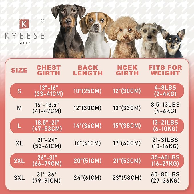 KYEESE 3Pack Dog Sweater, Soft Pet Sweatshirt Pullover Stretchy Dog Sweater for Small Dogs Girl Boy, Lightweight Fleece Pet Shirt Clothes with Sleeves, L