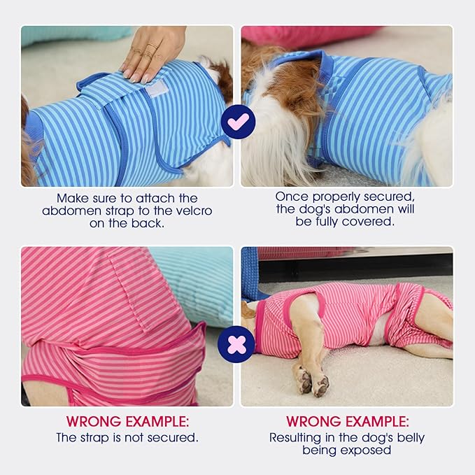 FUAMEY Recovery Suit for Dogs After Surgery,Soft Breathable Dog Bodysuit E-Collar & Cone Alternative Surgical Suit,Male Female Dog Neuter Spay Suits Anti Licking Wounds Onesie Navy Blue Strips M