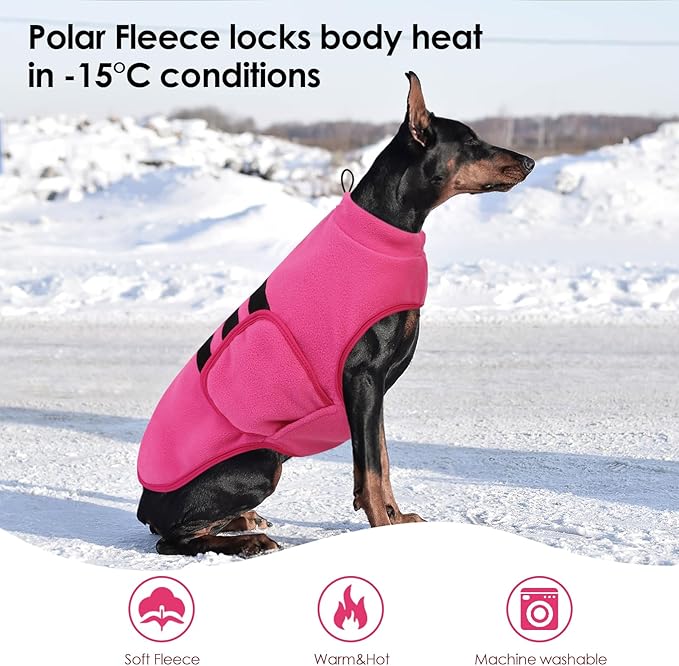 Dog Sweater,Adjustable Dog Sweaters for Small, Medium and Large Dogs Boys Girls, Dachshund Chihuahua Fleece Dogs Sweater(Pink,XL)
