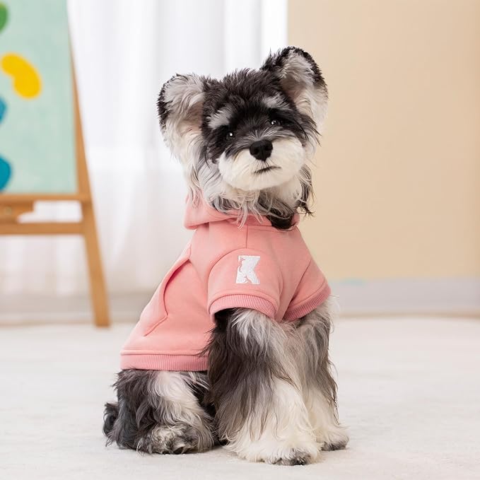 Koneseve Dog Hoodie - Fleece Warm Sweater with Pocket, Soft Clothes for Daily Wear, Basic Hooded Sweatshirts, Winter Coat Clothing, Comfort Tee Shirt Fit for All Breeds Pet - Pink - 4XL