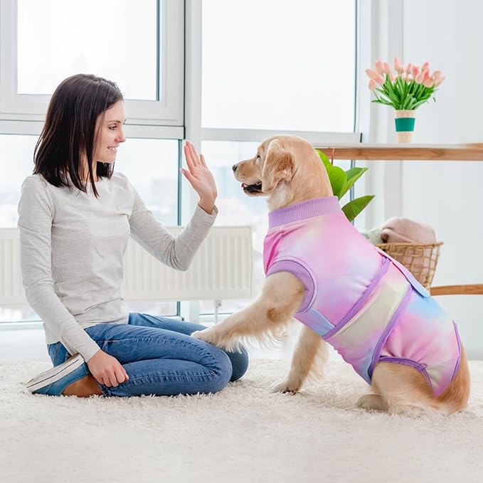 Kuoser Recovery Suit for Dogs, Adjustable Female Spay Dog Surgery Suit, Pet Surgical Shirt Male Neuter Anti Licking Abdominal Wounds Puppy Onesie Bodysuit, Alternative to Doggie Cone After Surgery
