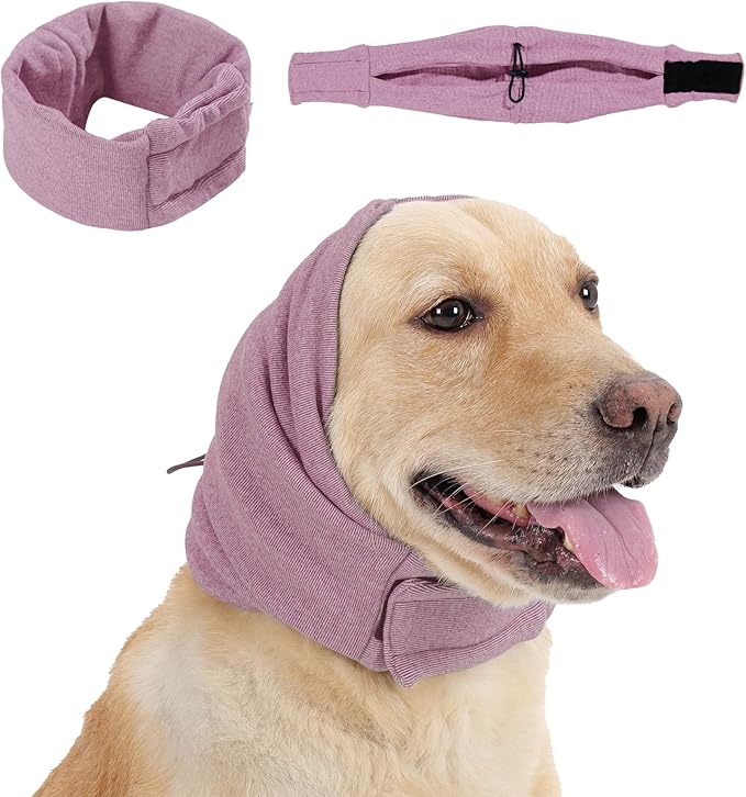 Dog Calming Hoodie, No Shake Ear Wraps for Dogs, Adjustable Dog Ear Muffs for Noise Protection, Ear Wrap Head Cover for Head Warp Anxiety Relief, Hematoma, Grooming and Force Drying