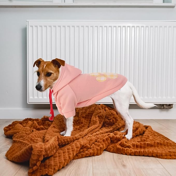 SAWMONG Dog Hoodie,Flannel Pet Hooded Sweater with Hat Puppy Pullover Sweater Shirt,Dog (Pink,S)