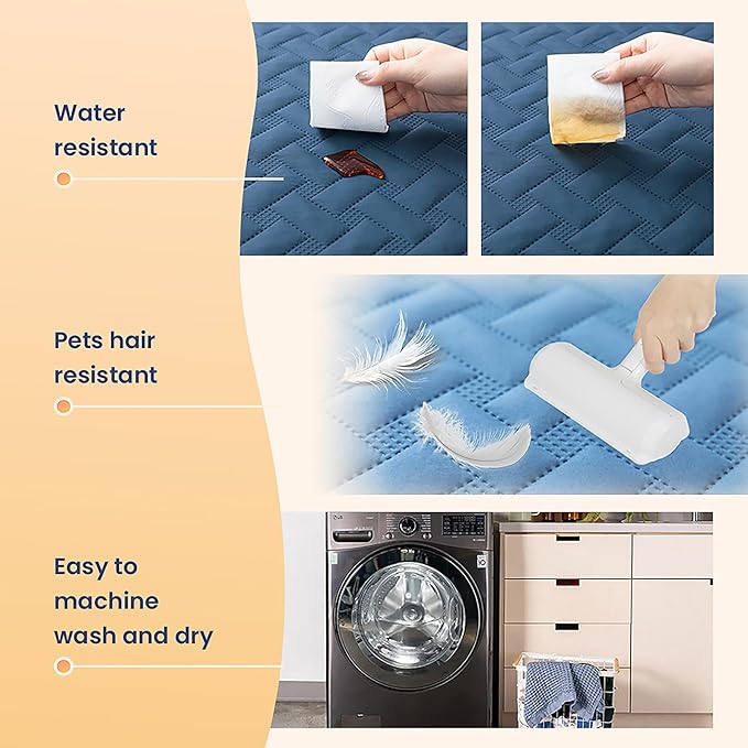 gogobunny 100% Double Sided Waterproof Dog Blanket Soft Pet Bed Cover Reversible Protect Furniture Couch Sofa Car for Puppy Cat Kids (Dark Blue/Light Blue, 82x82 Inch (Pack of 1))