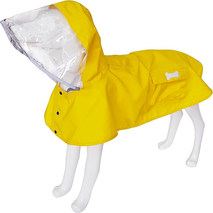 Waterproof Dog Raincoat, Adjustable Reflective Lightweight Pet Rain Clothes with Poncho Hood (Small, Yellow)