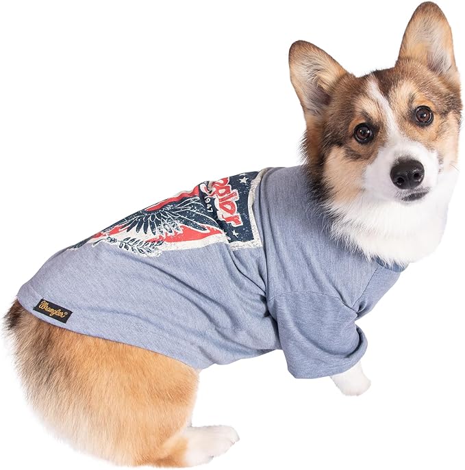 Wrangler Dog T Shirt - Lightweight Pullover Dog Tee - Machine Washable - (Grey, S)