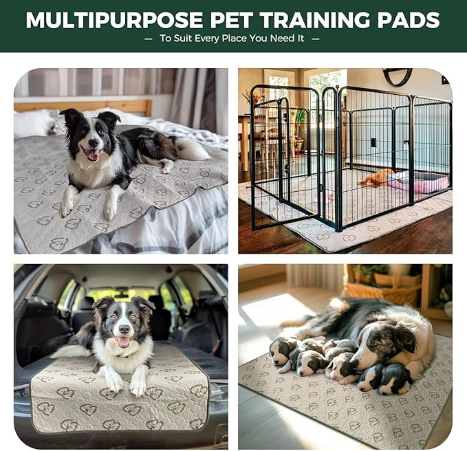 FXW Washable Pee Pads for Dogs, Leak-Proof & Non-Slip, Specifically Designed for FXW Rollick/Homeplus 32/40/45inch 6 Panels Dog Playpen, 35" Hexagon, Khaki, 2 Packs