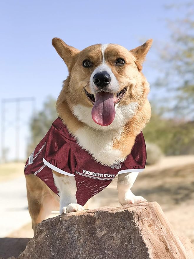 Pets First NCAA College Mississippi State Bulldogs Mesh Jersey for DOGS & CATS, X-Small.Licensed Dog Jersey with your Favorite Football/Basketball College Team