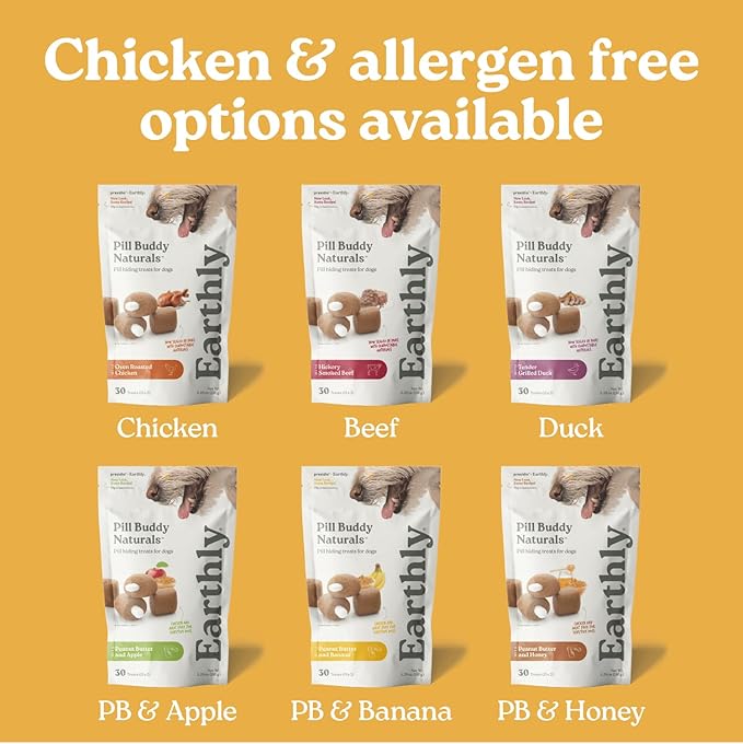 Earthly Pill Buddy Naturals - PB & Honey Recipe Pill Hiding Treats for Dogs - Make A Perfect Pill Concealing Pocket Or Pouch for Any Size Medication - 30 Servings