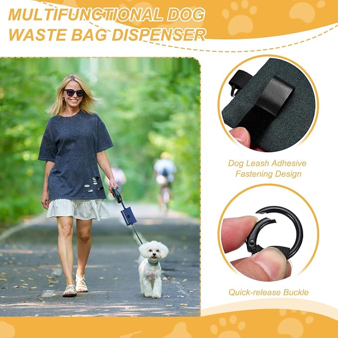 Dog Poop Bag Holder, Pet Waste Bag Dispenser Dog Treat Pouch with Zipper Oxford Cloth Portable Reusable Easy Cleanup(2Pcs, Black), Intended for Outdoor/Travel/Walking