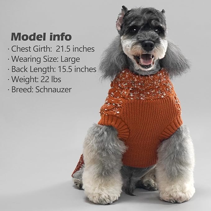 KYEESE Dog Sweater Color Block Dog Sweaters for Medium Dogs Boy with Fuzzy Thread Knitted Turtleneck Medium Pet Sweater Knitwear Pet Sweater Fall Winter Dogs Clothes, Brown, XL