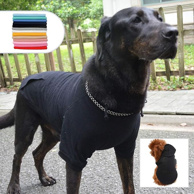 Lovelonglong Blank Basic Hoodie Sweatshirt for Dogs 100% Cotton Fits Small Medium Dachshund Large Dog Black 3XL