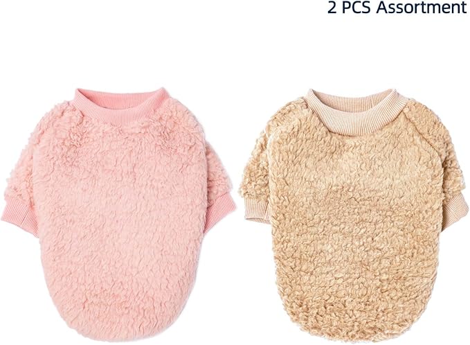 Dog Sweaters Clothes Coat for Small Dogs Boy or Girl Cat Puppy Coat Sweatshirts Soft Warm Fluffy Winter Jacket Apparels (Angel Pink,Beige, Medium)