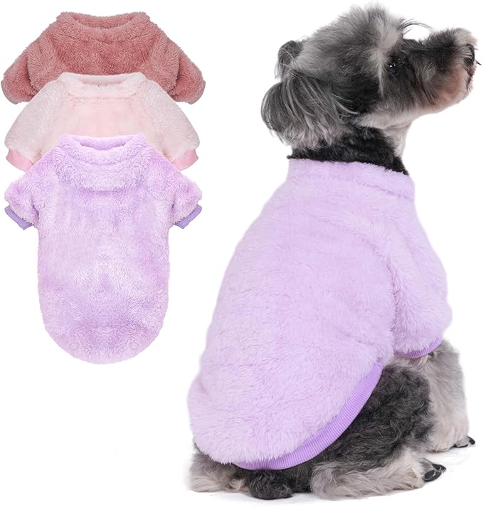 Dog Sweaters Clothes Coat for Small Dogs Boy or Girl Cat Puppy Coat Sweatshirts Soft Warm Fluffy Winter Jacket Apparels (Old Rose,Pale Pink,Pale Lavender, X-Small)