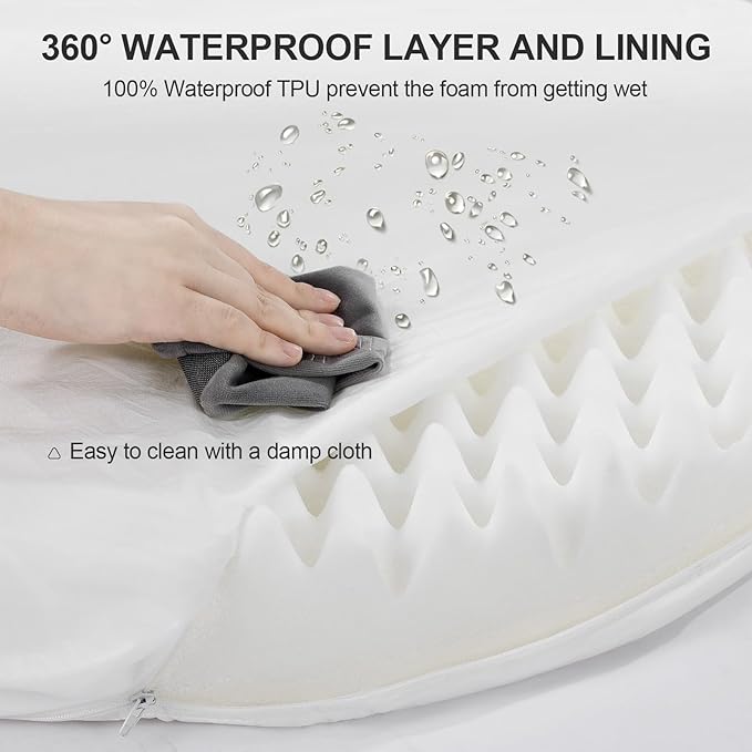 3.7 inch Thickened Orthopedic Dog Beds for Large Dogs, Supportive Dog Sofa Bed with 28D Egg-Crate Foam, Removable Washable Plush Cover, Waterproof Lining, Half-Round Design for Puppy, Senior Dog