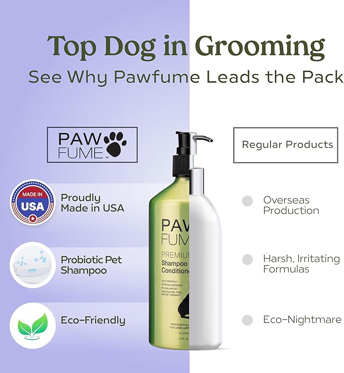 PAWFUME Dog Shedding Shampoo and Conditioner, Royal Lavender, 1-Pack – Nourish & Detangle for Silky Soft Coat – Probiotic, Deep-Cleaning, pH-Balanced – Salon-Quality Shedding Shampoo for Dogs