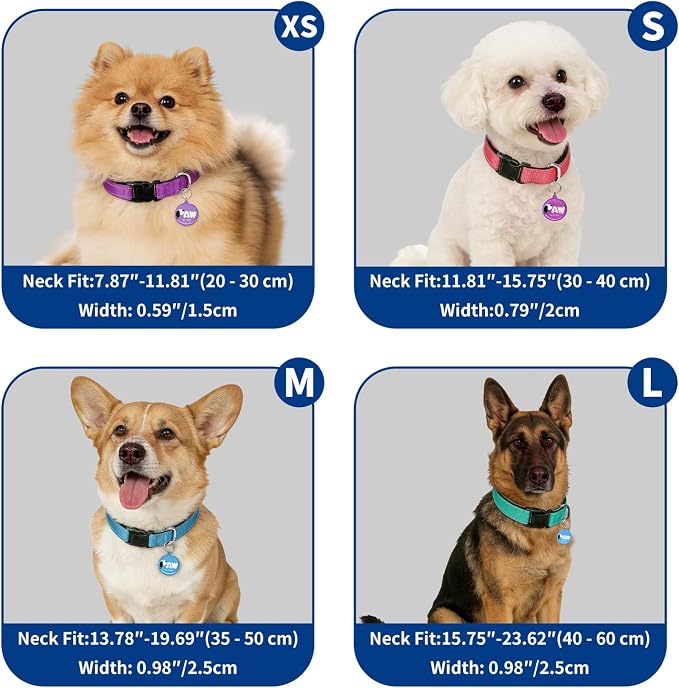 Personalized Dog Collar for Girl Dogs with QR Code Tag, Red | Reflective Dog Collar with Smart ID Tag, Quick Release Buckle, Adjustable Nylon Pet Collar, Small