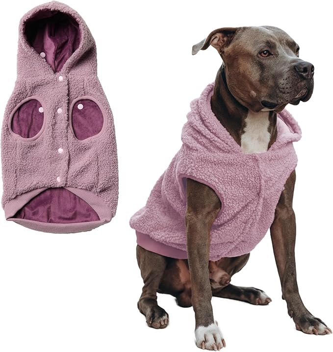 Spark Paws Fleece Dog Jacket, Hooded Sweater Vest, Warm Coat for Winter - Suitable for Small Medium Large XL XXL Breeds - Taupe - 3XL