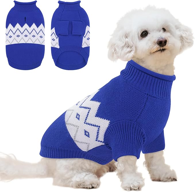 Queenmore Warm Dog Sweater, Soft Pet Knitwear, Knitted Pullover, Winter Pet Clothes for Small Medium Dogs Cats