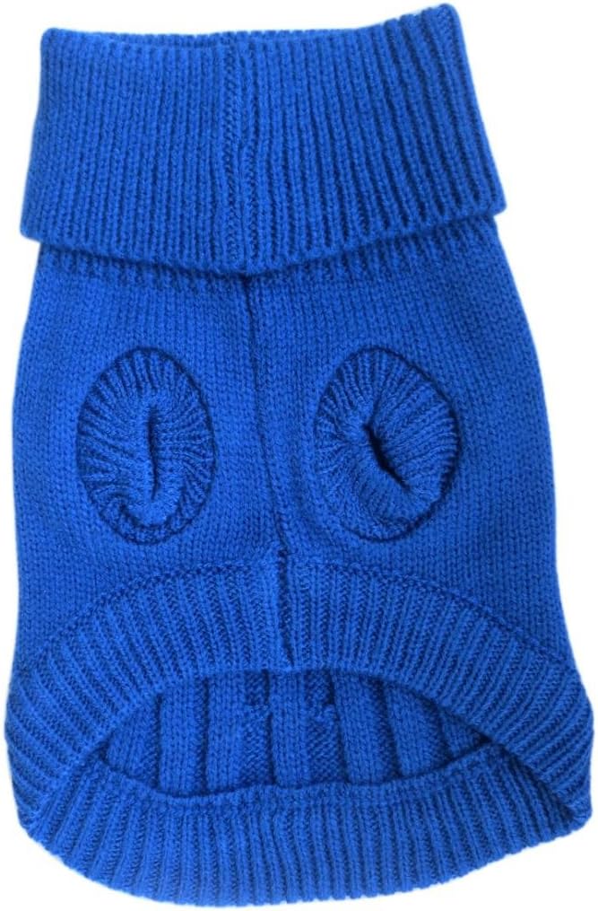 Tangpan Turtleneck Classic Straw-Rope Pro Pet Dog Sweater Apparel (Dark Blue,S)