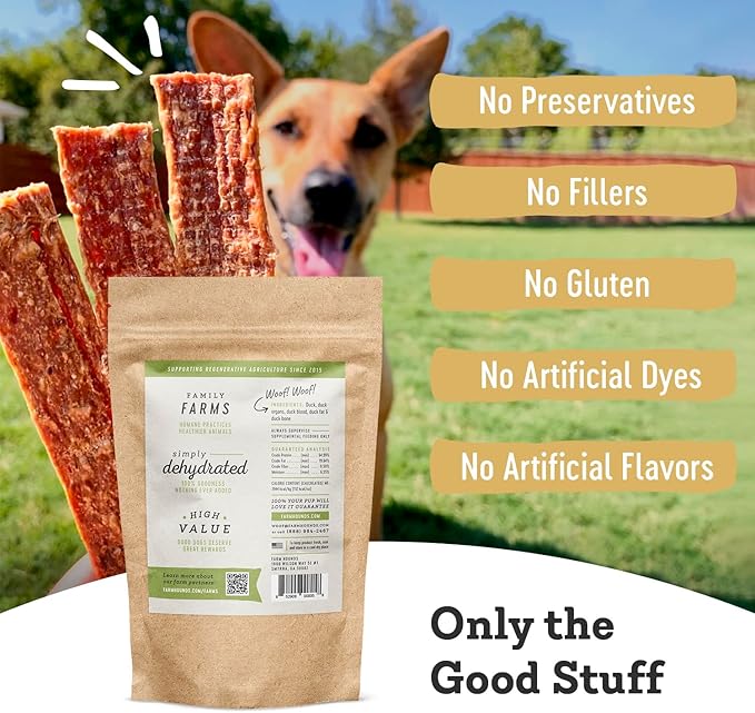 Farm Hounds - Duck Strips - Premium Natural Jerky for Dogs - Made from 100% Humanely Raised Duck - Break-to-Size - Great for Training & Treats - No Added Fillers - Made in USA - 4.5 oz - 1 Pack