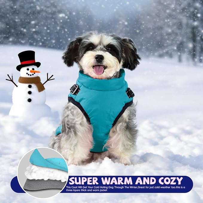 Gyuzh Dog Coat with Harness Puppy Coats Small Dog Harness Jacket Winter Waterproof Jackets for Smal Medium Large Dogs