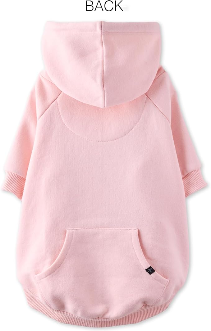 Rocky II - The Extra Comfy Hoodie, Organic Cotton and Recycled Poly Dog Hoodie Pet Coat Sweater for Small, Medium, Large Dogs, Pink, XX-Small