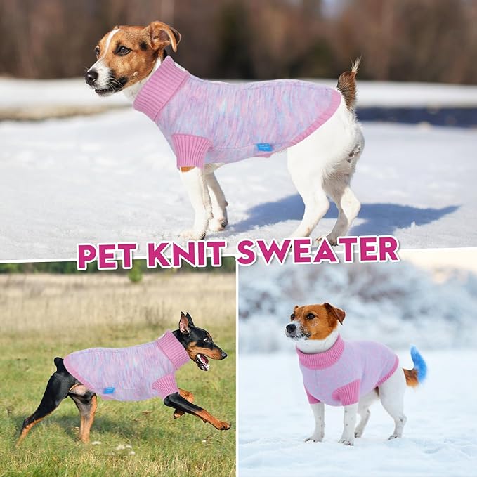 Pet Clothing,Turtleneck Dog Sweater,Sweaters for Dogs Boys and Girls,Pullover Dog Sweaters,Pet Knitted Clothes,Fit for Different Kinds Dogs,for Spring,Autumn and Winter(Pink L)