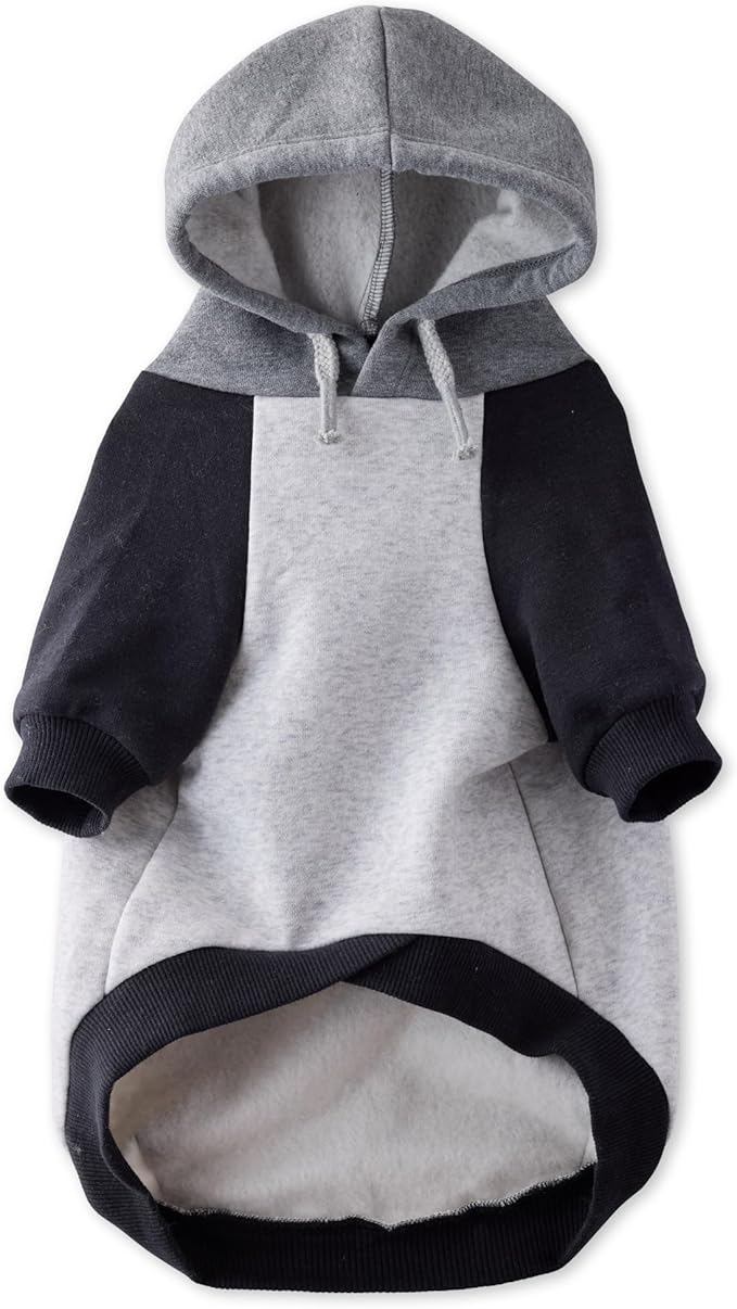 Rocky II - The Extra Comfy Hoodie, Organic Cotton and Recycled Poly Dog Hoodie Pet Coat Sweater for Small, Medium, Large Dogs, Heather Gray Color Block, XXX-Small (up to 5lbs)