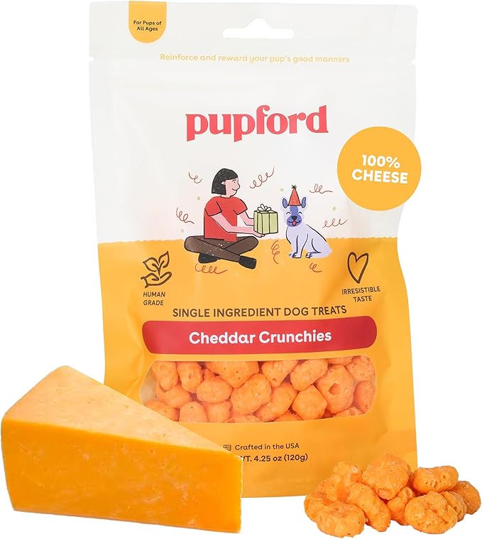 Pupford Cheese Crunchies, All-Natural, Healthy, Freeze Dried, Single-Ingredient Treat for Dogs & Puppies (Cheddar, 7.50 oz)