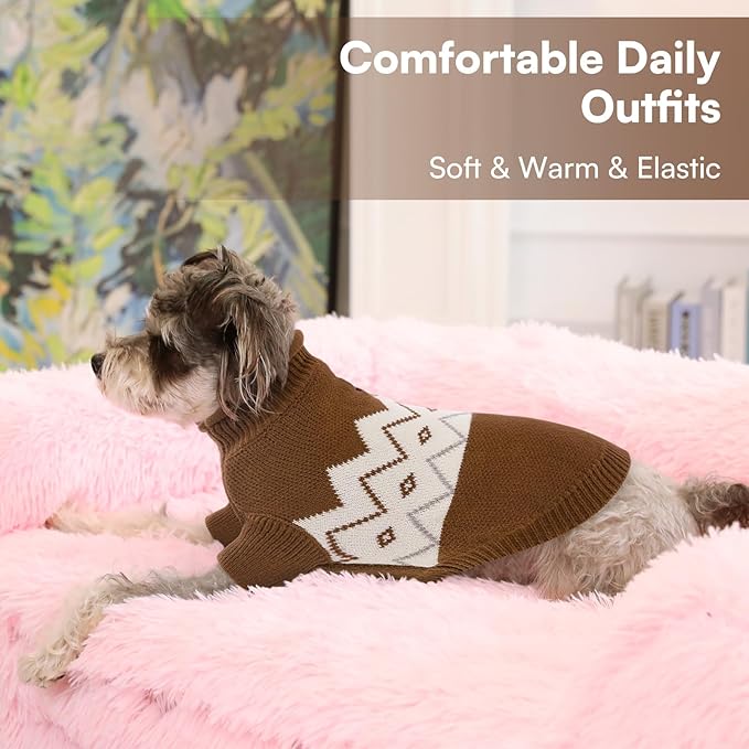 Queenmore Warm Dog Sweater, Soft Pet Knitwear, Knitted Pullover, Winter Pet Clothes for Small Medium Dogs Cats