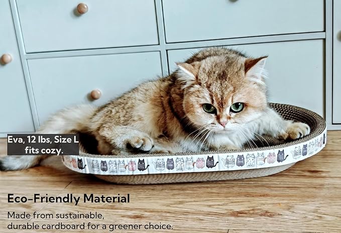 Spindro 2 Pack Large Cat Scratcher Cardboard, Oval Indoor Cat Scratcher Bed Scratcher Pad Board Lounge Couch Cats Bowl Shaped Cat Scratching Post Nest for Cats Grinding Claw Furniture Protector