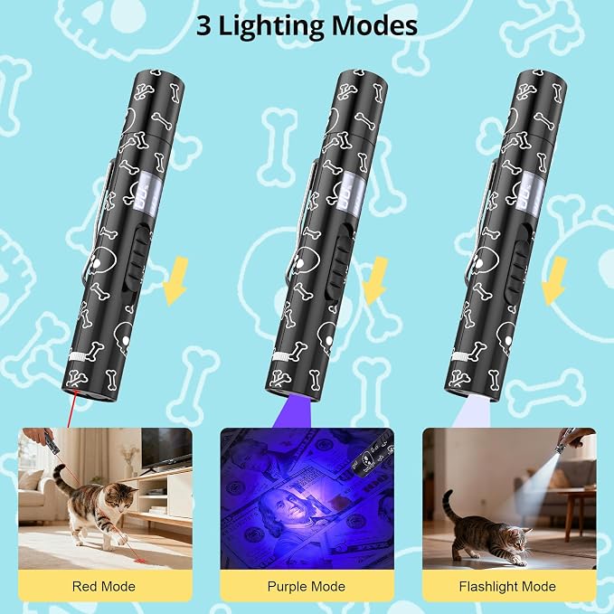 Waputne Cat Toy, Battery Level Display,Rechargeable, 7 Adjustable Patterns | Interactive Chase Toy; Training & Exercise Fun; Battery Level Display Screen; Kitten Toy for Indoor Cats & Dogs