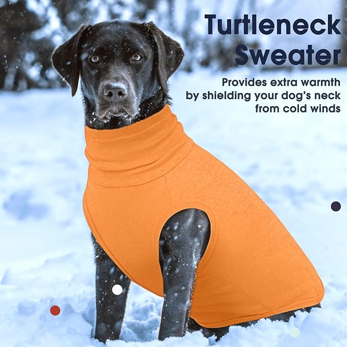 IECOii 4XL Dog Sweater - Stretch Fleece Sweater with Turtleneck,Orange,XXXX-Large, Warm Pullover Sweatshirt Pajamas for Indoor Sleeping/Outdoor Walking, Comfort Fit for Giant Breeds Like Great Dane
