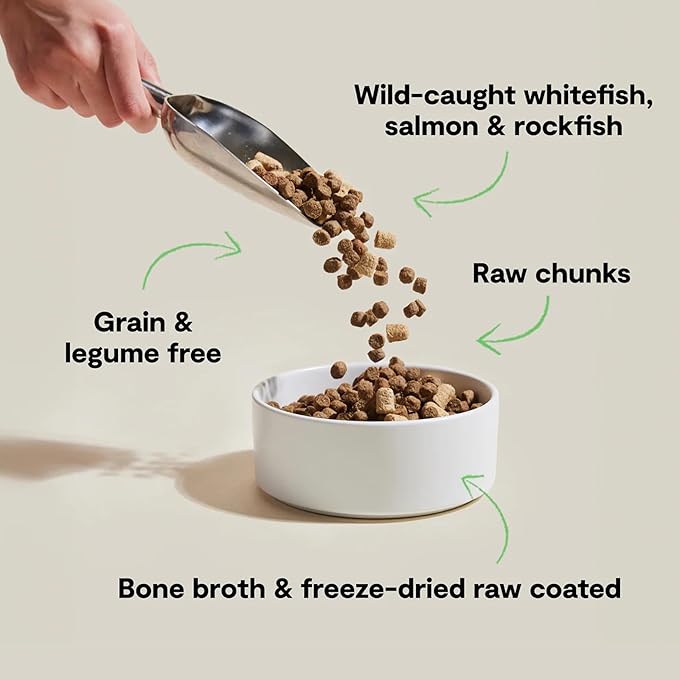 Open Farm, RawMix Grain-Free Dry Dog Food, Protein-Packed Kibble Coated in Bone Broth with Freeze Dried Raw Chunks, Salmon Whitefish & Rockfish, Wild Ocean Recipe, 20lb Bag