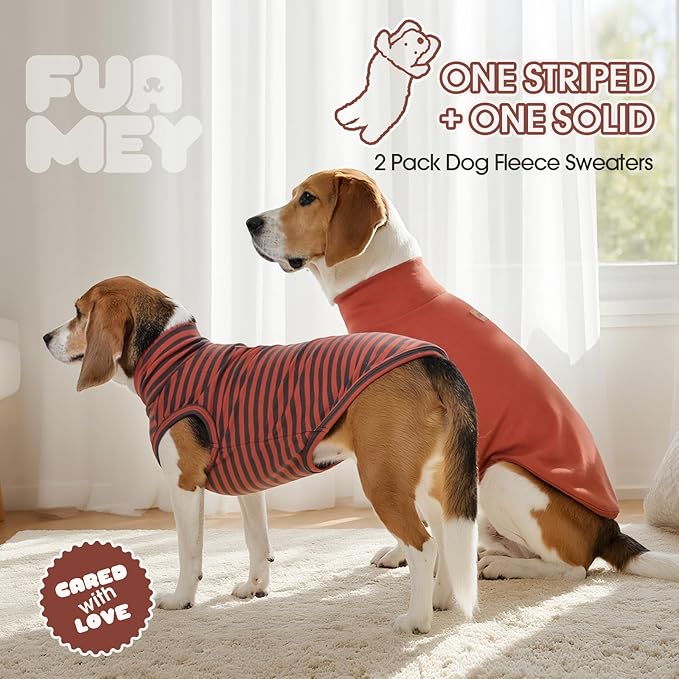 FUAMEY 2 Pack Dog Fleece Vest for Extra Small Dogs,Maltese Chihuahua Stretchy Dog Sweatshirts Warm Dogs Pullover Winter Pet Sweaters with Leash Hole Puppy Turtleneck Sleeveless Orange XS
