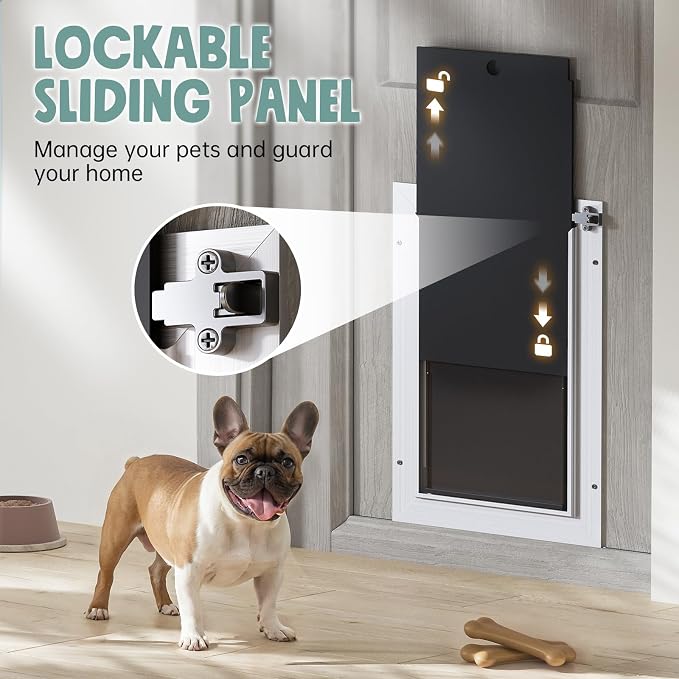3-Flap Small Cat Door for Door, All Aluminum Doggy Door for Exterior | Insulated Flap, Thermal Insulation, Energy Efficient, Durable Rust Resistant, Closing Panel, Safety Locks, Pets Up to 22lb