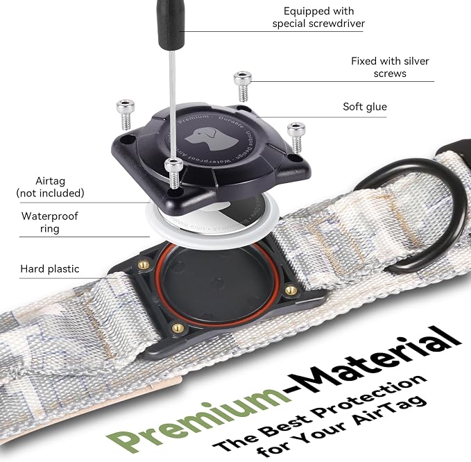 2026 Upgrade Waterproof Tactical AirTag Dog Collar, Built in AirTag Holder | Comfortable Control Handle, Quick Release Metal Buckle, Durable 1000D Nylon, For Medium to Large Dogs, Digital camo, L