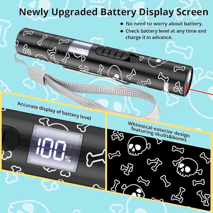 Waputne Cat Toy, Battery Level Display,Rechargeable, 7 Adjustable Patterns | Interactive Chase Toy; Training & Exercise Fun; Battery Level Display Screen; Kitten Toy for Indoor Cats & Dogs