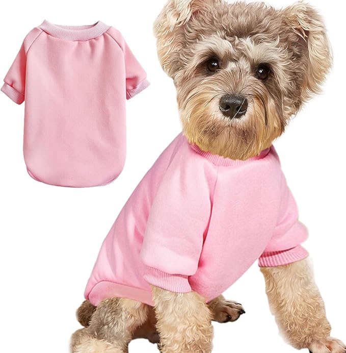 Puppy Sweater for Small Dogs Clothes Warm Winter Cat Clothe Pet Sweatshirt Knitwear Doggie Kitten Clothing, Pink, Large