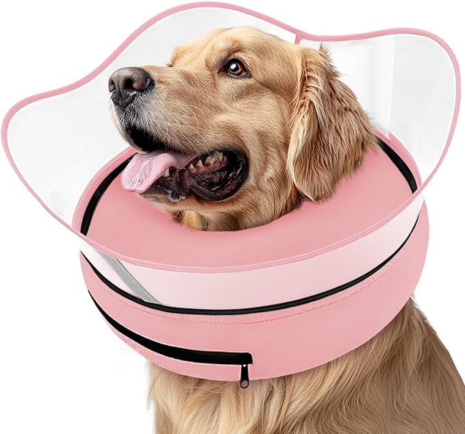 Supet Raised Inflatable Dog Cone Collar to Stop Licking, Soft Dog Cone Alternative After Surgery, Pet Neck Donut Collar for Small Medium Large Dogs