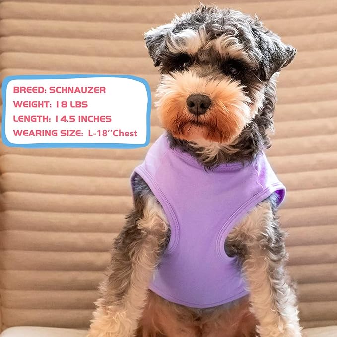 KYEESE 2Pack Dog Shirt, Soft Striped Dogs T Shirts, Lightweight Pet Tank Top, Sleeveless Dog Shirt for Medium Dogs, Stretchy Comfortable Pet Vest, Purple+Blue Striped, 2XL