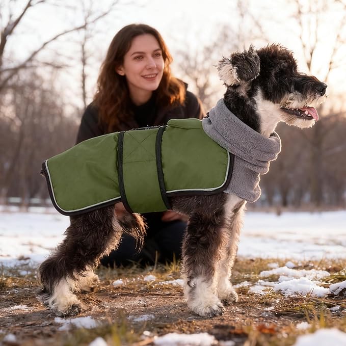 KOOLTAIL Dog Winter Coat for Small Medium Dogs, Waterproof&Windproof Puppy Jacket with Fleece Lining and High Collar for Cold Weather, Reflective Warm Pet Snowsuit Vest Clothes with Leash Hole,Green S