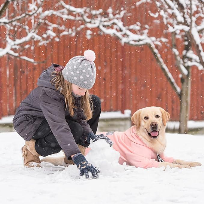 Dog Hoodies Winter Coat for Large Medium Dogs, Pullover 9 Legs Warm Coat Hooded Sweatshirt, Fleece Hoodie for Cold Weather (Pink, 7X-Large)
