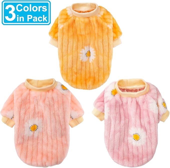 Dog Sweater, Dog Sweaters for Small Dogs, 2, 3 Pack Warm Soft Pet Clothes for Puppy, Medium Large Cat, Dogs Girl or Boy, Dog Shirt for Winter Christmas (Pink+Purple+Yellow, Small)