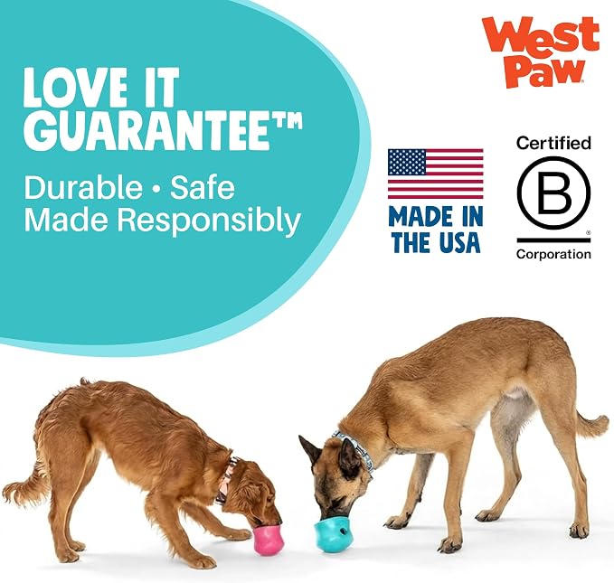 WEST PAW Zogoflex Toppl Interactive Treat Dispensing Puzzle Dog Toy for Mental Stimulation & Enrichment-Holds Kibble & Treats-Lickable, Freezable & Dishwasher Safe-Made in USA-XL-Geranium (Pack of 2)